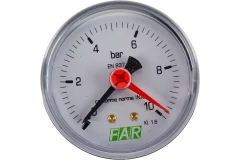 Манометр 0-10 бар, 1/4" (торцевое соединение), 63 мм FAR 