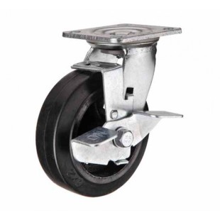 Большегрузное обрезиненное колесо поворотное с тормозом SCdb63 (302)