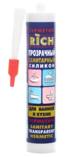 Санитарный силиконовый герметик (280 ml) прозрачный RICH